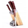 Set cutite Inox, 6 piese, suport patrat din lemn, mâner Pakka maro, KingHoff