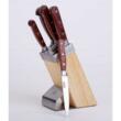 Set cutite Inox, 6 piese, suport patrat din lemn, mâner Pakka maro, KingHoff