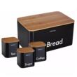 Set cutie paine si recipiente pentru zahar, cafea, ceai, oțel-bambus, negru, KingHoff