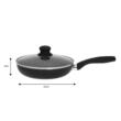 Tigaie din aluminiu cu capac, marmorata, 22 cm, negru, KingHoff