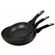 Set 3 tigai marmorate, din aluminiu, negru, 28 / 24 / 20cm, Klausberg