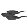 Set 3 tigai marmorate, din aluminiu, negru, 28 / 24 / 20cm, Klausberg