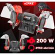 Polizor de banc cu 2 pietre 150mm 200W, lampa led, Verke