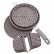 Set 4 accesorii bucatarie din silicon, strecuratoare, manusi si suport vase calde, Kassel