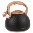 Fierbător tradițional cu fluier fabricat din inox, ceainic 2.8 litri, 16-23 cm, negru, Klausberg