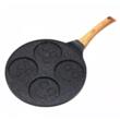 Tigaie  cu strat din marmura pentru oua si clatite cu 4 fete zambitoare, 26.5 cm negru, Kinghoff