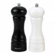  Set de 2 rasnite pentru sare, piper si alte condimente, din lemn masiv, reincarcabile, 5,5x16,3 cm, mecanism de reglabil, alb negru,  Klausberg