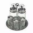 Set de 5 recipiente din sticla pentru condimente, ulei si otel, capacitate 50-170 ml, KingHoff