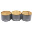 Set suport 3 in 1 pentru zahar, cafea si ceai, din otel, 13,5 x 13,5 x 9,3 cm, gri, Klausberg