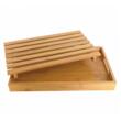Tocator manual din bambus cu margini si tava pentru depozitat, dreptunghiular, 38x23x4 cm, Kinghoff