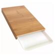 Tocator manual din bambus cu margini si tava din plastic pentru depozitat, dreptunghiular, 38x25x4 cm, Kinghoff