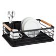 Suport pentru vase, metalic, manere lemn, 42,5x32x15,5cm, negru, KingHoff