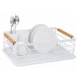 Suport pentru vase, metalic, manere lemn, 42,5x32x15,5cm, alb, KingHoff