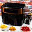 Friteuza cu aer cald, ecran LCD, capacitate 9 litri 1750 W, doua compartimente, Klausberg