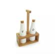 Set recipiente portelan, ulei si otet, cu suport din lemn de salcam, 22 x 16 x 7,5 cm, Kassel