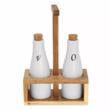 Set recipiente portelan, ulei si otet, cu suport din lemn de salcam, 22 x 16 x 7,5 cm, Kassel