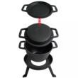 Ceaun 3 in 1 din fonta cu picioare si capac, 8 litri, negru, Kinghoff