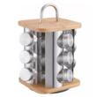 Set de 16 recipiente din otel inoxidabil si sticla, cu suport, pentru contimente, 17 x 20 cm, Klausberg