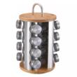 Set de 16 recipiente, otel inoxidabil si sticla cu suport, pentru contimente, 17 x 24 cm, Klausberg
