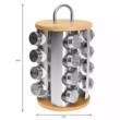 Set de 16 recipiente, otel inoxidabil si sticla cu suport, pentru contimente, 17 x 24 cm, Klausberg