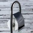 Perie de toaleta cu suport pentru hartie igienica, otel 22 x81 cm, Kinghoff