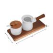 Recipiente pentru zahar si lapte, set de 2, portelan si lemn de acacia, Kassel