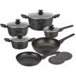 Set oale cu capac si tigai de inalta calitate, aluminiu turnat, strat marmorat,12 piese,  Klausberg