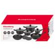 Set oale cu capac si tigai de inalta calitate, aluminiu turnat, strat marmorat,12 piese,  Klausberg