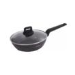 Tigaie din aluminiu turnat, marmorata, cu capac, neagra, 24cm, Klausberg