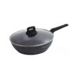 Tigaie din aluminiu turnat, marmorata, cu capac, neagra, 28cm, Klausberg
