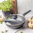 Tigaie din aluminiu turnat, marmorata, cu capac, neagra, 28cm, Klausberg
