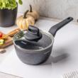 Cratita cu capac, din aluminiu turnat, marmorata, neagra, 16cm, 1.37l,  Klausberg