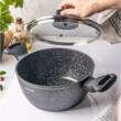Oala cu capac, aluminiu turnat, marmorata, neagra, 20cm, 2.36l, Klausberg