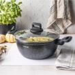 Oala cu capac, marmorata neagra, 24cm, 3.7 L, Klausberg