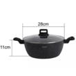 Oala cu capac, aluminiu turnat, marmorata, neagra, 28cm, 5.71l, Klausberg