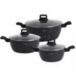 Set 3 oale din aluminiu turnat, marmorate, 20/24/28cm, cu capac, Klausberg