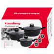 Set 3 oale din aluminiu turnat, marmorate, 20/24/28cm, cu capac, Klausberg