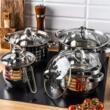 Set 5 oale, din inox, cu capac, manere argintii 14/16/18/20/24cm, Klausberg