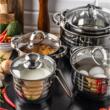 Set 5 oale, din inox, cu capac, manere argintii 14/16/18/20/24cm, Klausberg