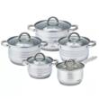 Set 5 oale, din inox, cu capac, manere argintii 16/18/20/24/16cm, Klausberg