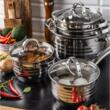 Set 5 oale, din inox, cu capac, manere argintii 16/18/20/24/16cm, Klausberg