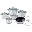 Set 12 piese inox, cu capac din sticla, 5 oale si o tigaie, Klausberg
