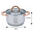 Set 12 piese inox, cu capac din sticla, 5 oale si o tigaie, gri, roze, Klausberg
