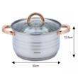 Set 12 piese inox, cu capac din sticla, 5 oale si o tigaie, gri, roze, Klausberg