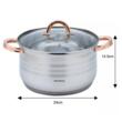 Set 12 piese inox, cu capac din sticla, 5 oale si o tigaie, gri, roze, Klausberg