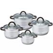 Set 4 oale, din inox, cu capac, manere negre ,16/18/20/24cm, Klausberg