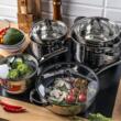 Set 6 oale, inox, cu capac, manere negre ,16/18/20/24/16/24cm, Klausberg