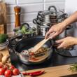 Set 6 oale, inox, cu capac, manere negre ,16/18/20/24/16/24cm, Klausberg