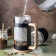 Infuzor din sticla, cu imitatie din lemn, pentru cafea si ceai, 350ml, Klausberg