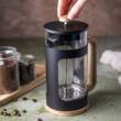 Infuzor din sticla, cu imitatie din lemn, pentru cafea si ceai, 350ml, Klausberg